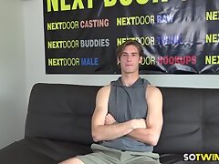 Brown haired stud masturbates for a casting audition