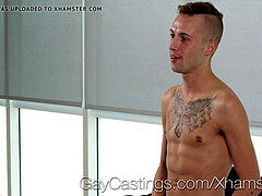GayCastings beautiful face gets healthy jizz stream