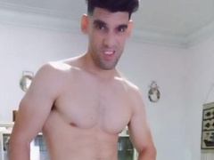 Masculine ejaculation face. Heterosexual fellow showcases his bare figure