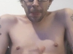 Horny amateur shows off his massive dick in a solo session