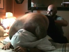 Ripped slacks, shirt, gap used by sexy penis and fake penis