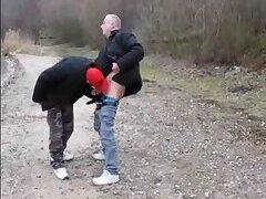 Daddy and twinker dude fucking outdoors