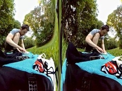 Twinkyhornyboi gets wild with big gay dildos in the woods