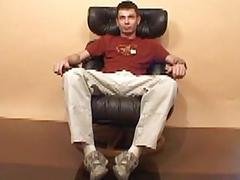 Beefy straight guy performs for the camera