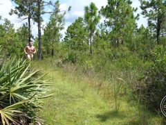 Military Muscle Fellow gives himself a Bean Necklace in the Forest
