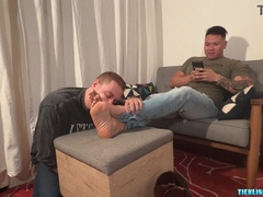 Cub Likes Lips Around His Toes