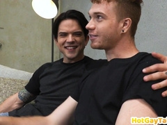 NEXT DOOR STUDIOS - Anilingus tatted amateur boy tears up BFs backside till jizz flow