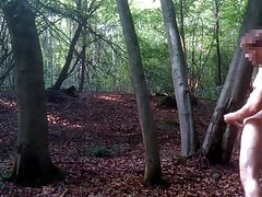 naked horny in forest, hit & jerk dick, big load