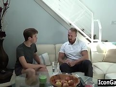 gay boy comes to his old teacher's house to fuck