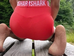 Demonstrating big Sissy Meatpipe in public