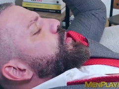 Suited Dan Tyser bent over for a rough ass fucking by psychologist Gustavo Cruz