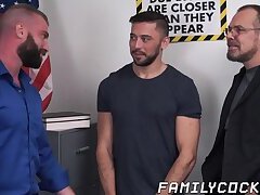 Bearded gay teacher banged by student and his mature stepdad