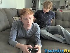 Young ginger Andrew Lee riding bare cock vigorously