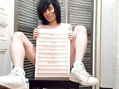 Nude Asian twink with white socks and sneakers Adidas