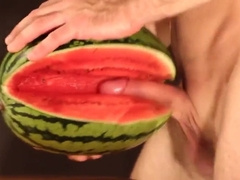 water melon cum - fucking a melon and cumming 2