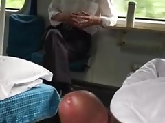 jerking in front of old man in train in Asia (25'')