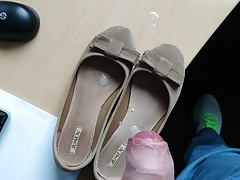 Cum in another pair of shoes of colleague at work