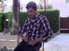 18yo pervy Riley Michaels guzzles urinate outdoors before fap