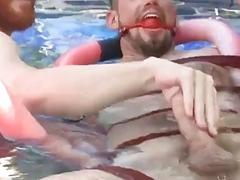 Pool boy is dominated both inside and outside the house