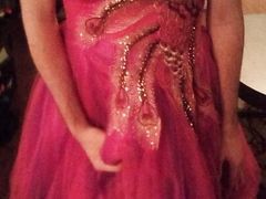 Cute short pink prom dress gets cummed in