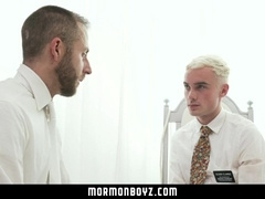 MormonBoyz - Insane Youngster Missionary Masturbated off by Priest Dad