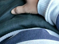 Crazy tutor with large sinewy manmeat demonstrating and fapping in bus