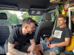 two BOYFRIENDS WET BREEDING by two SLEAZY twunks VAN-TRUCK