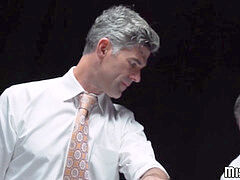 light-haired Mormon initiate barebacked in ritual 4some