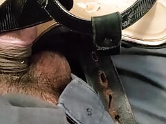 perverted mechanic see Milf heels in her mustang.  played with her heels while its being washed