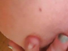 Me pushing out creampie, cumming and eating cum