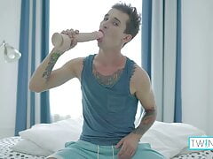 Inked Twink Noah Uses A Dildo And His Cock To Drill His Ass!