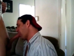 Gargling a neighbors penis and he blows a load on my face