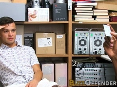 Inexperienced teenage thief pleasuring a big black cock with her mouth