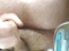 Chunky naked man masturbating in the office bathroom