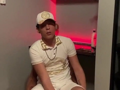 Luxurious stud came back from bar dressed in Versace and got bare