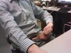 dad strokes cock at the office 3 4