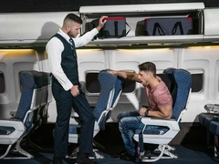 Midflight hard sex with a horny male flight attendant