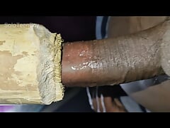 Indian teen enjoys fucking a bomboo hole of a spade handle