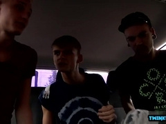 Two big cocks take turns on a hot threesome with a cumshot finale