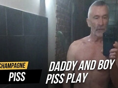 Daddy and boy piss play