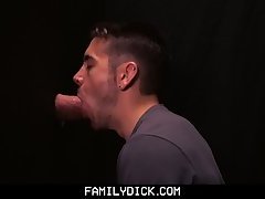 Family Dick - Sneaky Son sucks Daddies cock