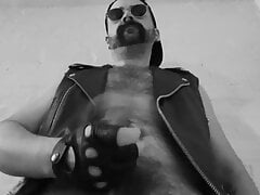 Hairy Leather Daddy Solo Wank