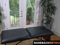 Connor instructs Kyle Bryce to get on all fours and starts massaging Kyle's hole with