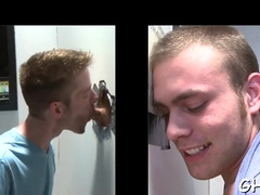 Fag fellates rod thru a fuckhole