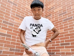 Naughty China Boy Masturbates and Cums on the University Library Roof