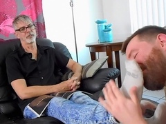 Kaleb Wulf gives foot rub to his tormentor Richard Lennox in hot gay foot fetish video