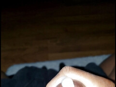 Black cock jerking off and cumming