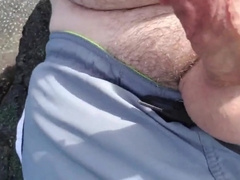 Jerking off on public beach-Big Cum Shot-Hairy Bear 4
