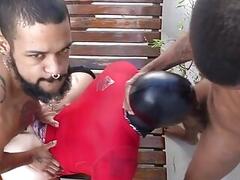 Muscle Slut Gets Tag Teamed