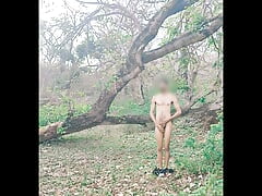 Public cumshot in forest sexy ass